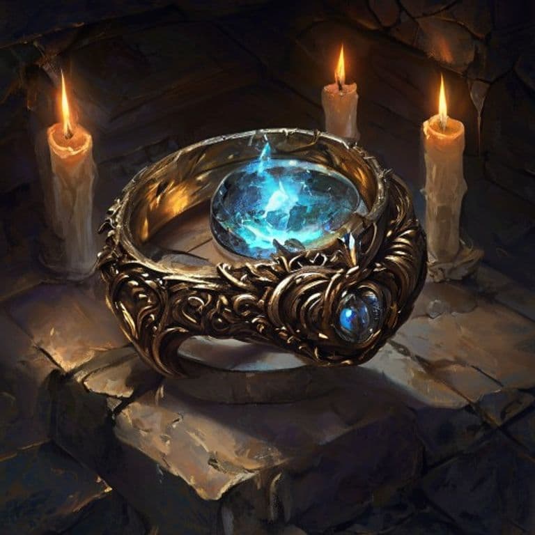 Ring of Battered Courage — fantasy item illustration
