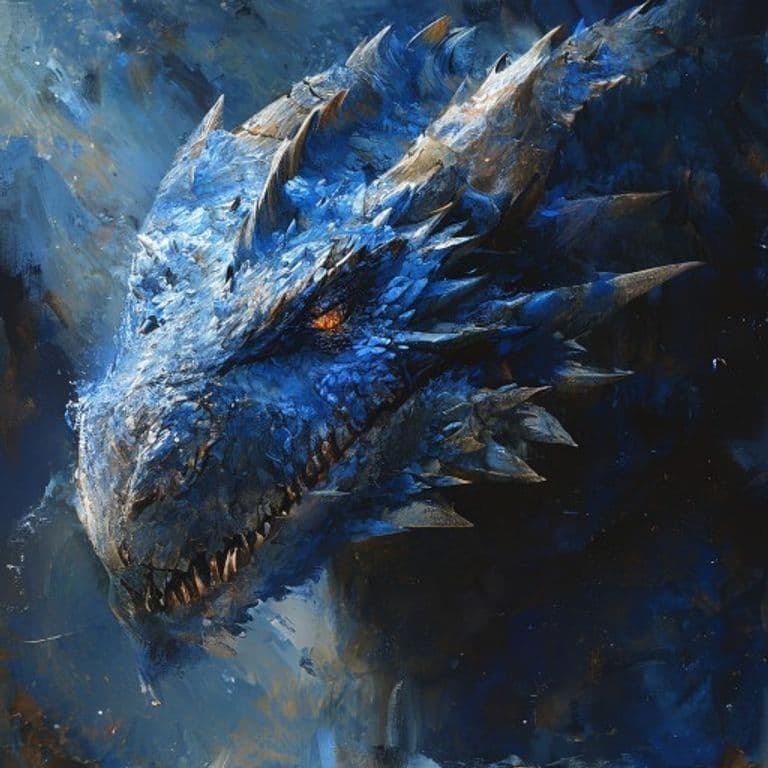 Ancient Blue Dragon — fantasy monster illustration. Ancient Blue Dragon is a gargantuan dragon (Challenge Rating 20).