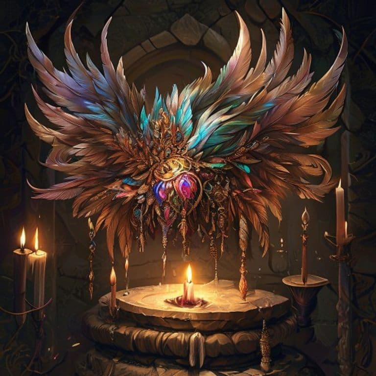 Phoenix-Feather Cap — fantasy item illustration