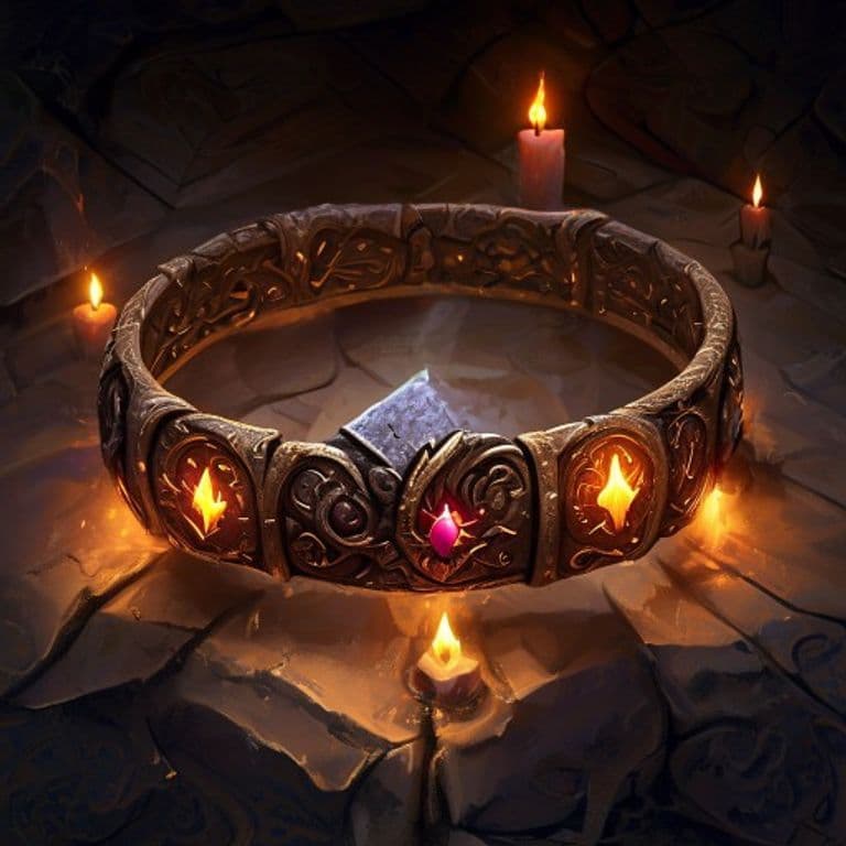 Bracelet of the Fire Tender — fantasy item illustration. Bracelet of the Fire Tender is a magic item (wondrous item) of uncommon rarity.