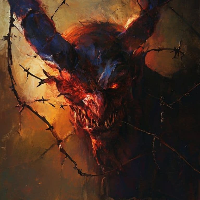 Barbed Devil — fantasy monster illustration. Barbed Devil is a medium fiend (Challenge Rating 5).