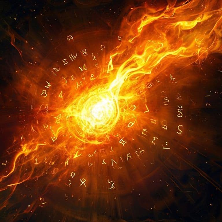 Flame Strike — fantasy spell effect illustration. Flame Strike is a 5th-level evocation available to Cleric.