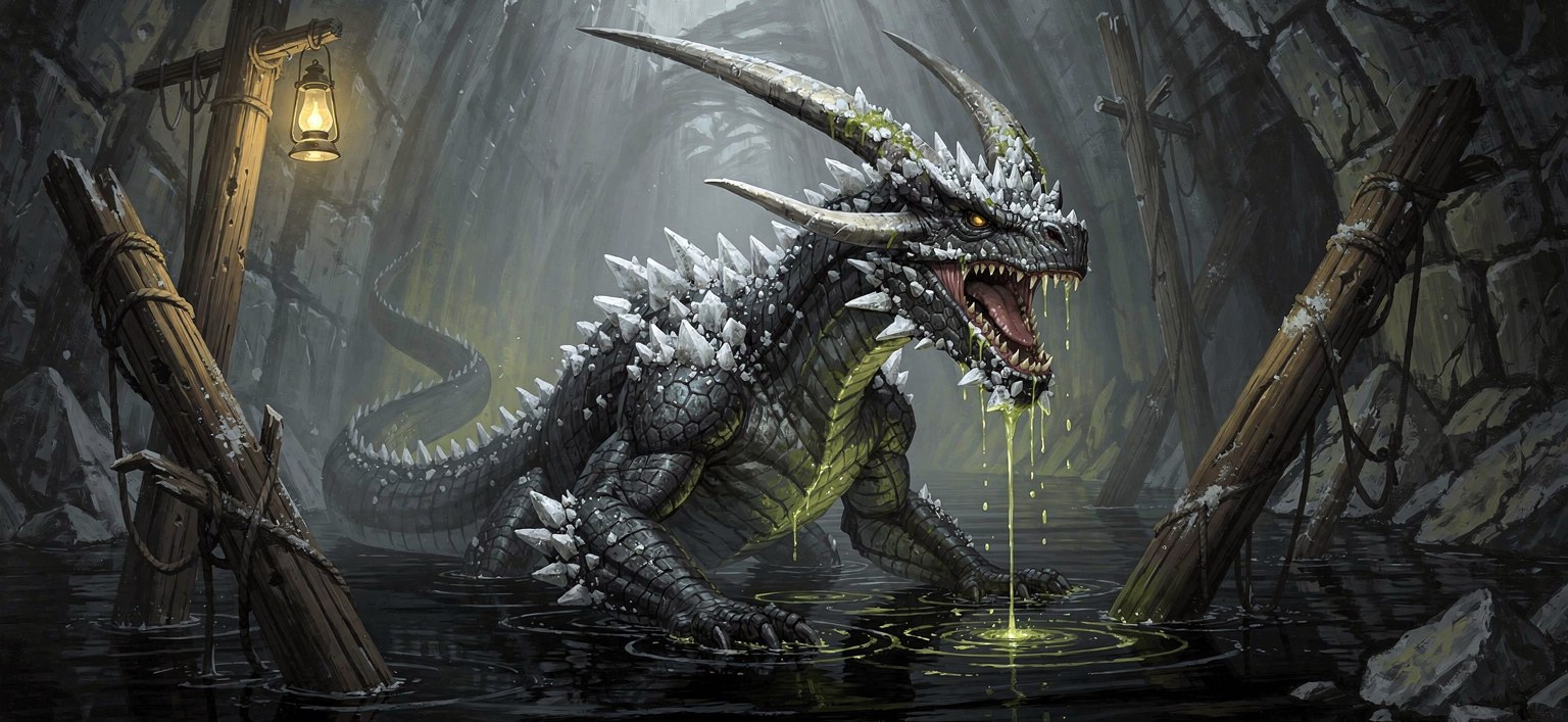 Sump Drake — illustration by FTTHelper — FLUX.2 pro via fal.ai
